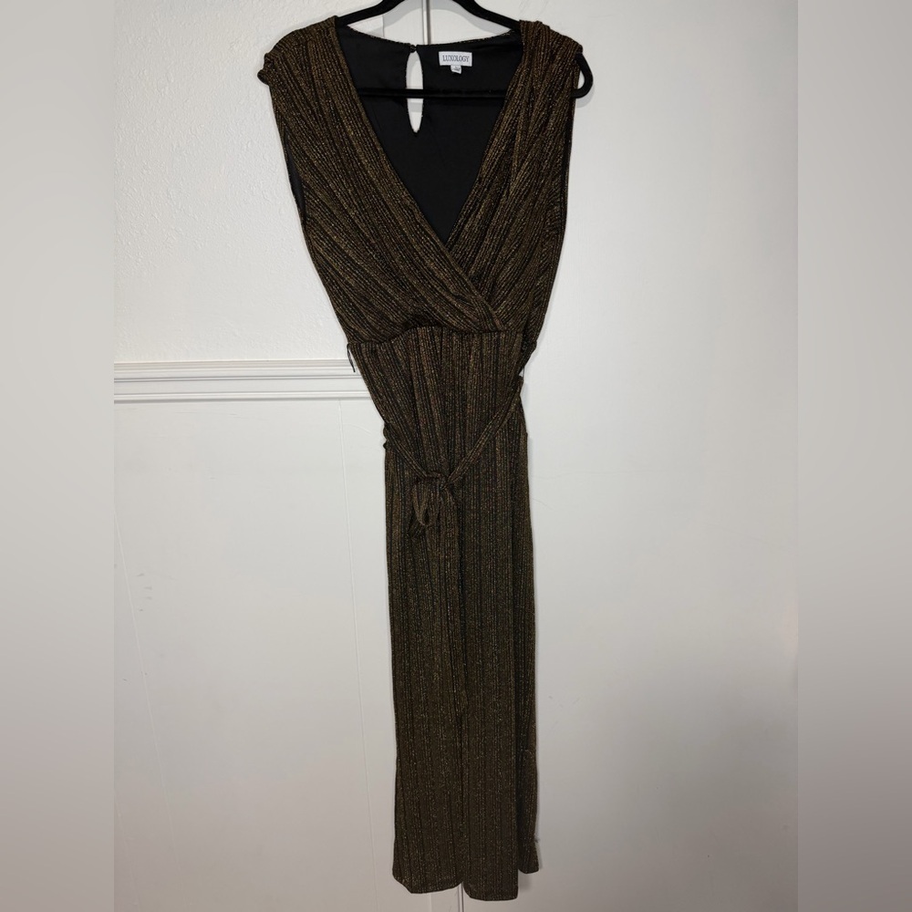 Luxology Sleeveless Maxi Romper in metallic style size L new without tag - Picture 3 of 5